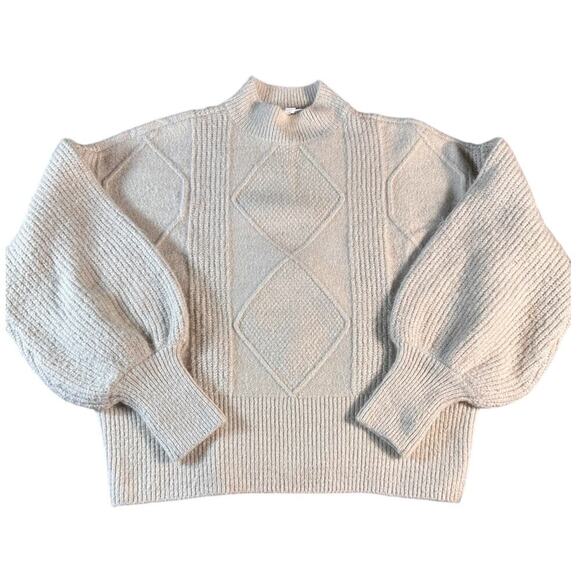 a loves a Cream Textured Knit Balloon Sleeve Sweater XS - Picture 2 of 6